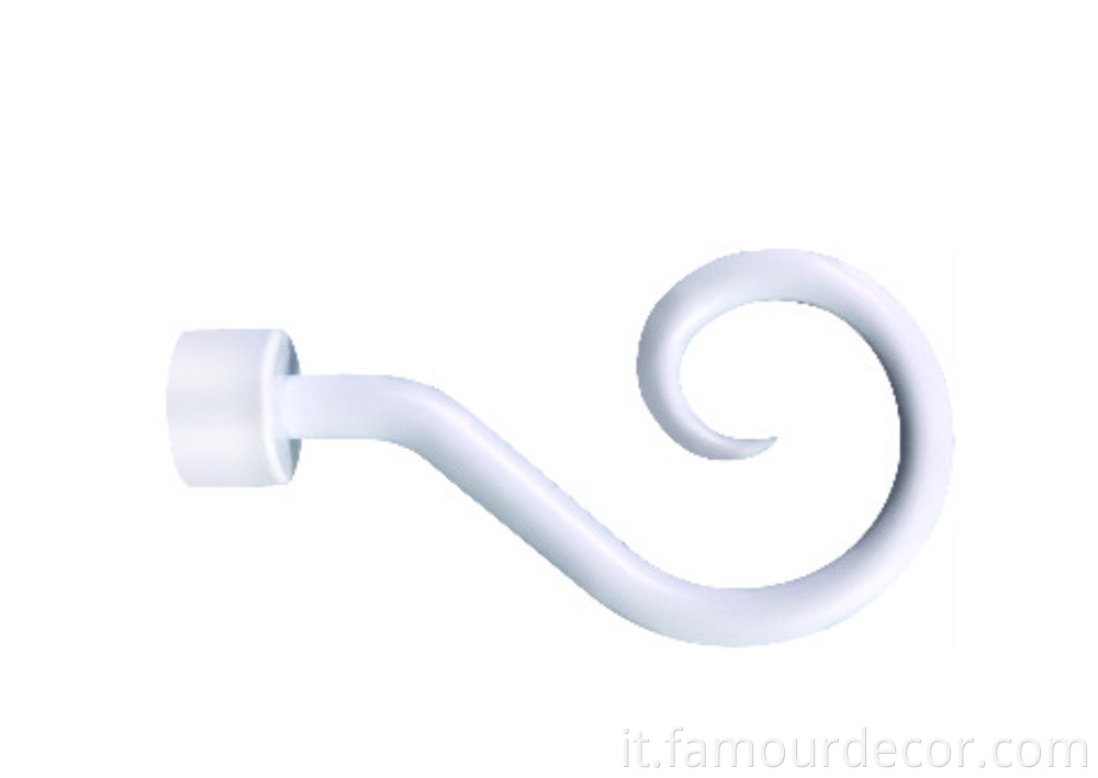 White hook pattern plastic head curtain rod